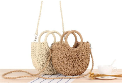 Handmade Half-Moon Straw Bag