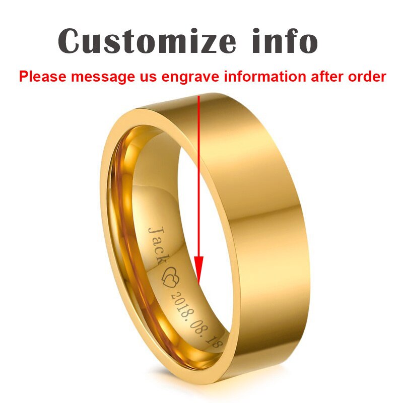 Vnox Personalize His and Hers Wedding gold ring