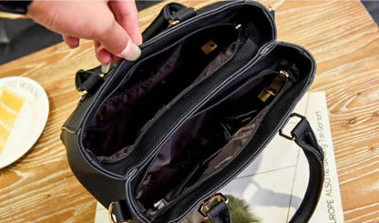 Large Capacity PU Leather Shopper Tote Bag