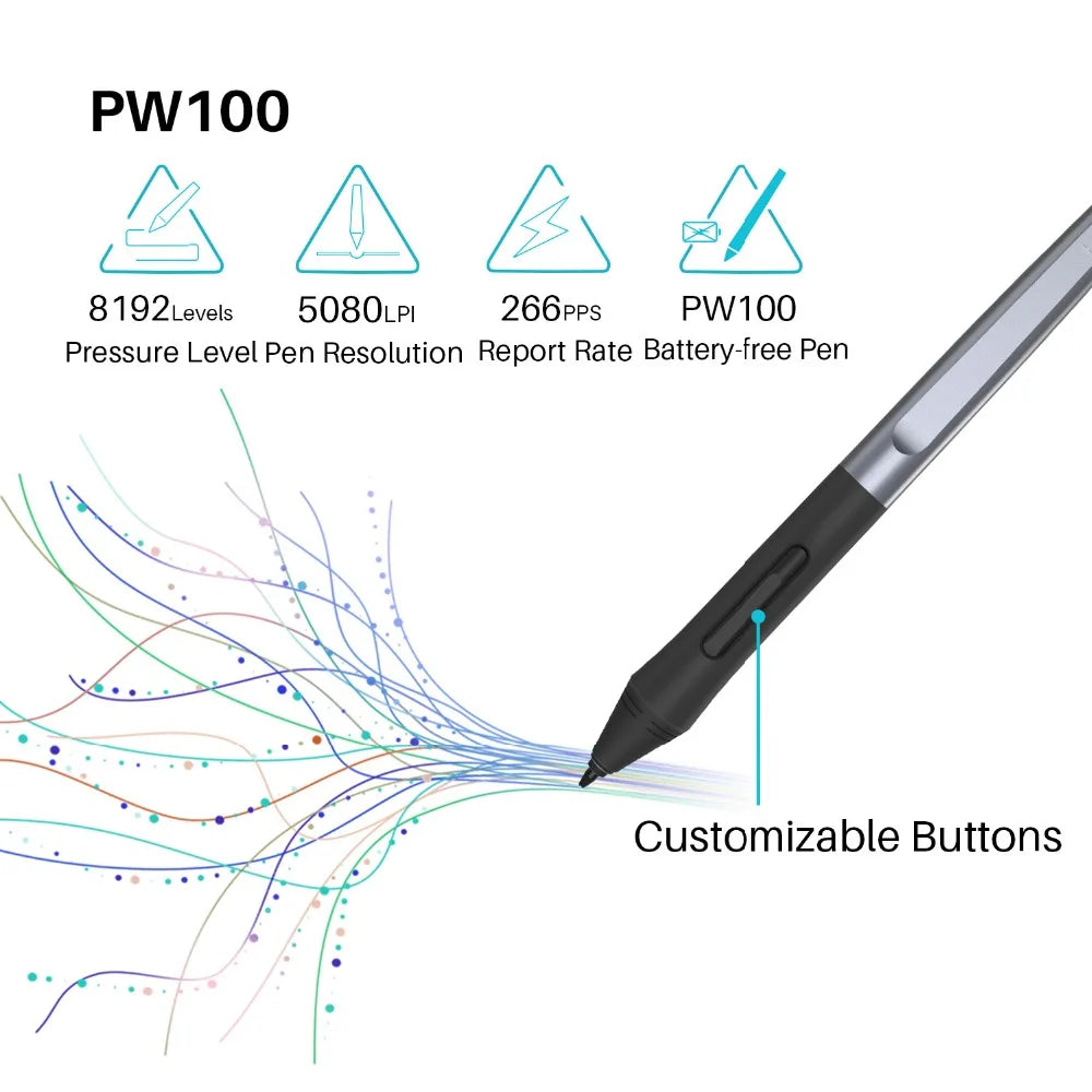 Huion HS64 Graphics Drawing Tablet with Battery-Free Stylus