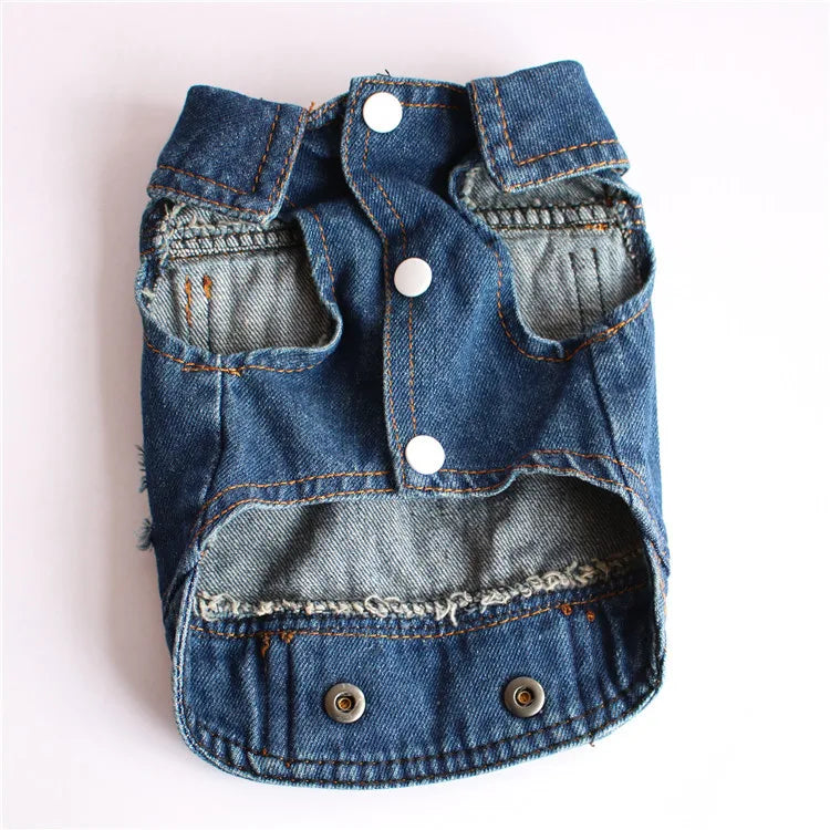 Denim Dog Jacket with Hood