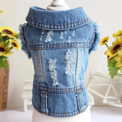 Denim Dog Jacket with Hood