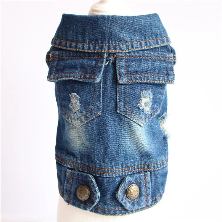 Denim Dog Jacket with Hood
