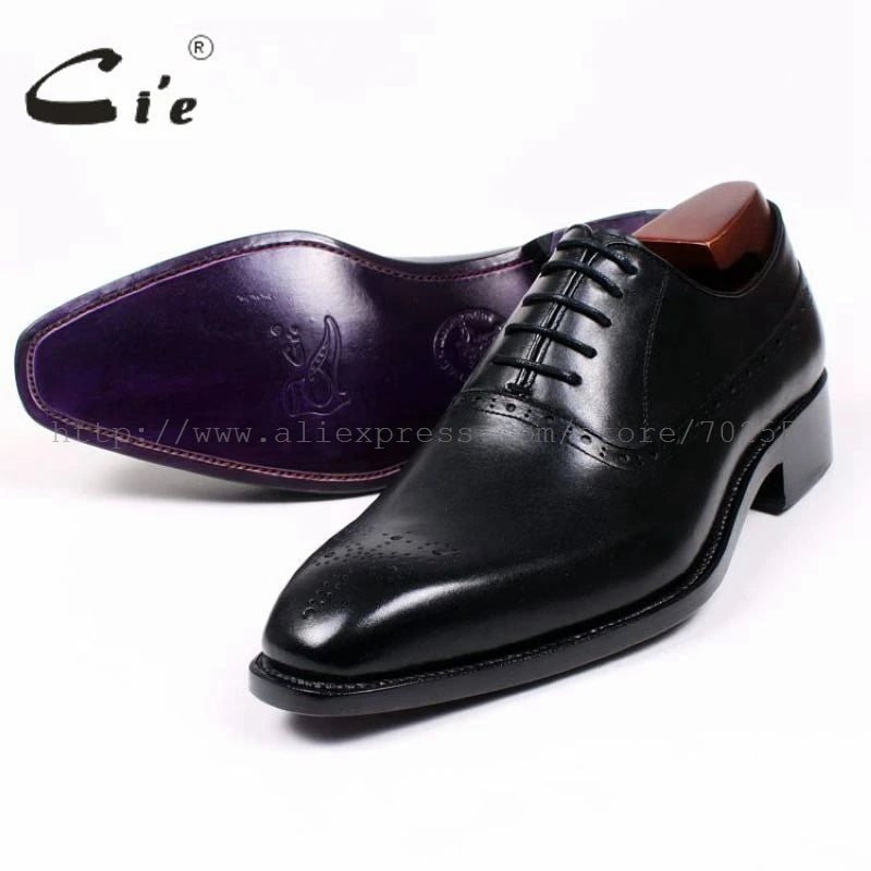 Cie Square Toe Cut-outs Oxford Black 100%Genuine Calf Leather Shoes