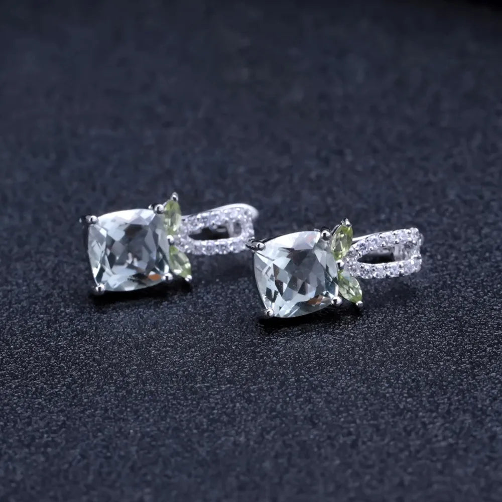 Gem's Ballet 4.16Ct Natural Green Amethyst Gemstone Earrings