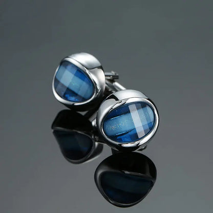 Novelty Luxury Blue White Crystal Cufflinks