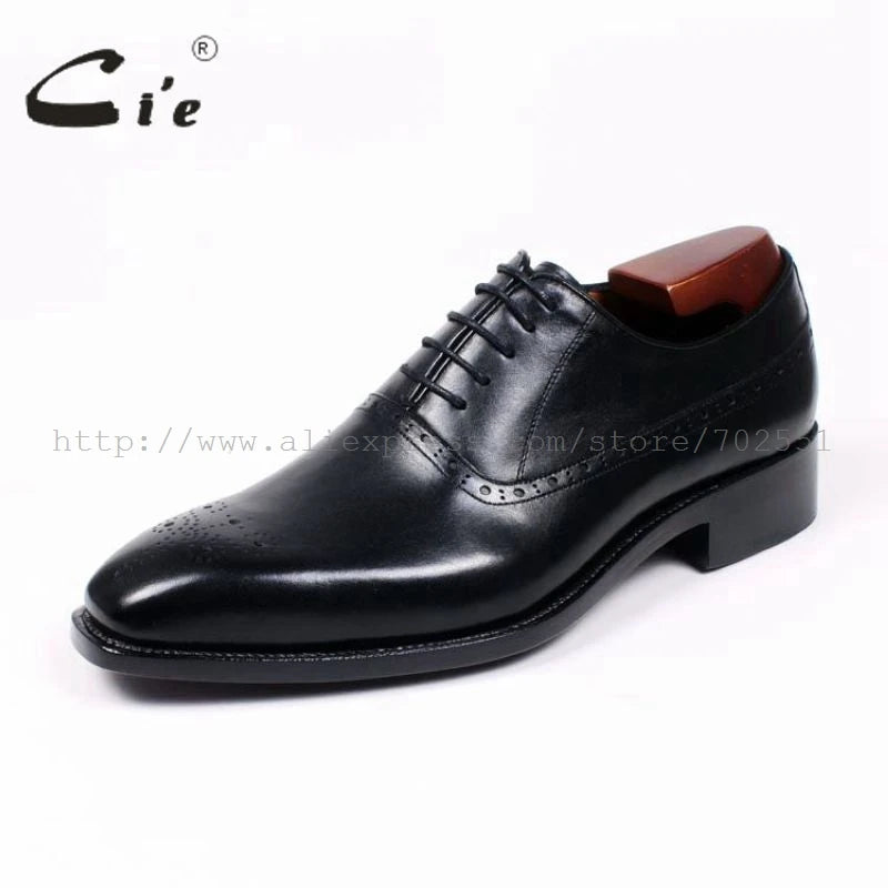 Cie Square Toe Cut-outs Oxford Black 100%Genuine Calf Leather Shoes