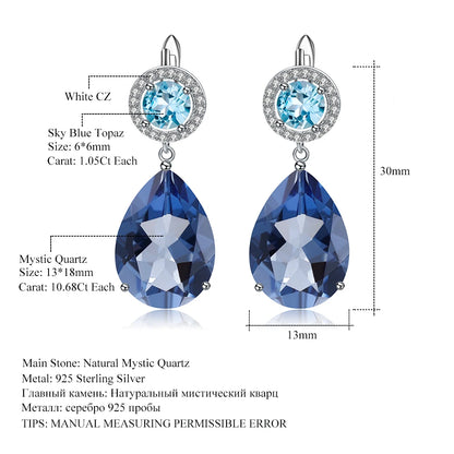 Natural Mystic Quartz Topaz Drop Earrings