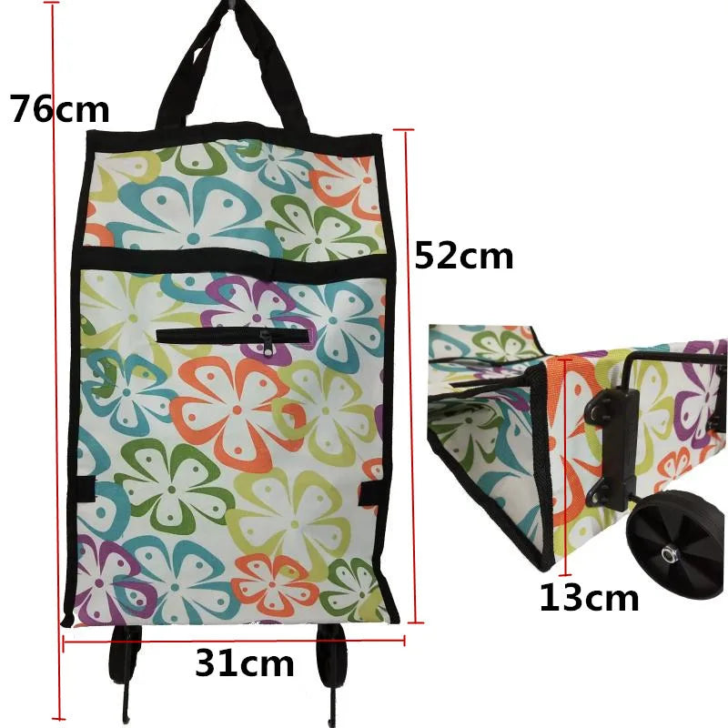 Folding Reusable Grocery Shopping Trolley Bag With Wheels