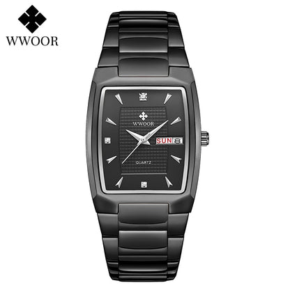 WWOOR 2023 New Square Watch Men with Automatic Week Date