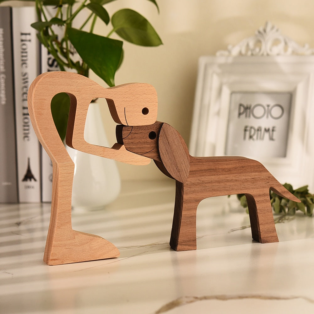 Family Puppy Wood Dog Craft  Table Ornament