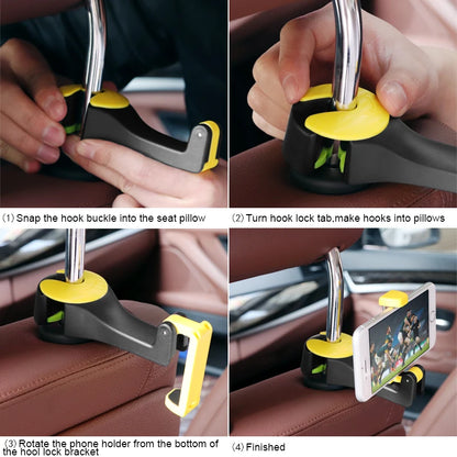 2 in 1 Car Headrest Hook with Phone Holder