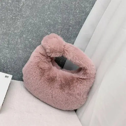 Luxury Faux Fur Half Moon Wrist Bag
