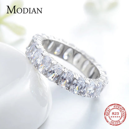 925 Sterling Silver Classic Oval Sparkling Ring