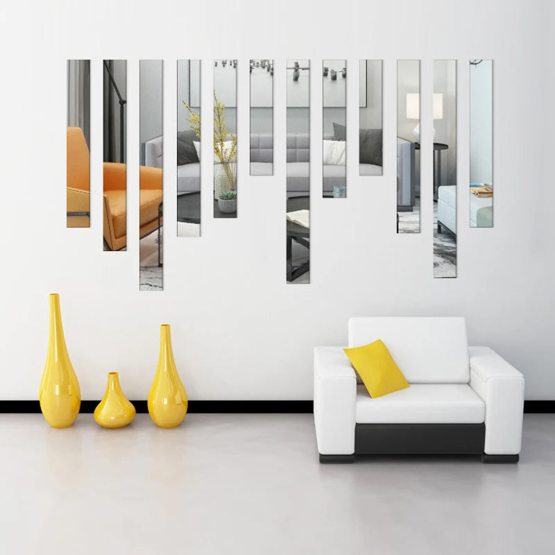 Acrylic Mirror Wall Strips Set