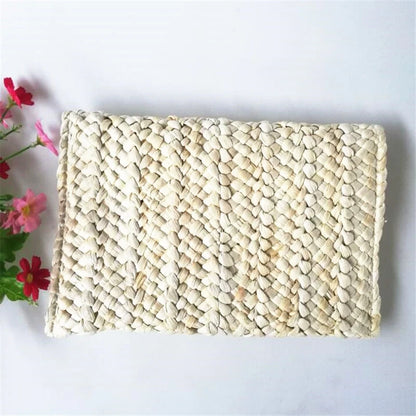 Women’s Handwoven Straw Envelope Clutch Bag