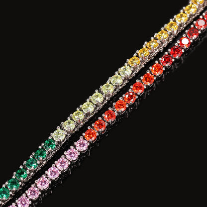 The Bling King Rainbow Colorful 4mm CZ Tennis Gold Necklace