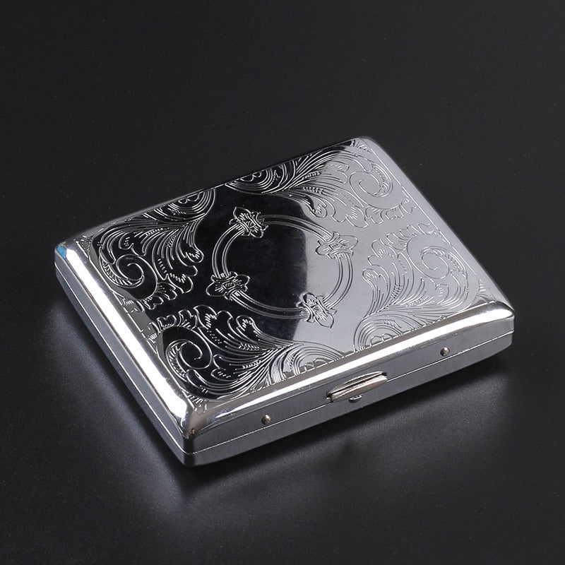 Silver Portable Metal Cigarette Case