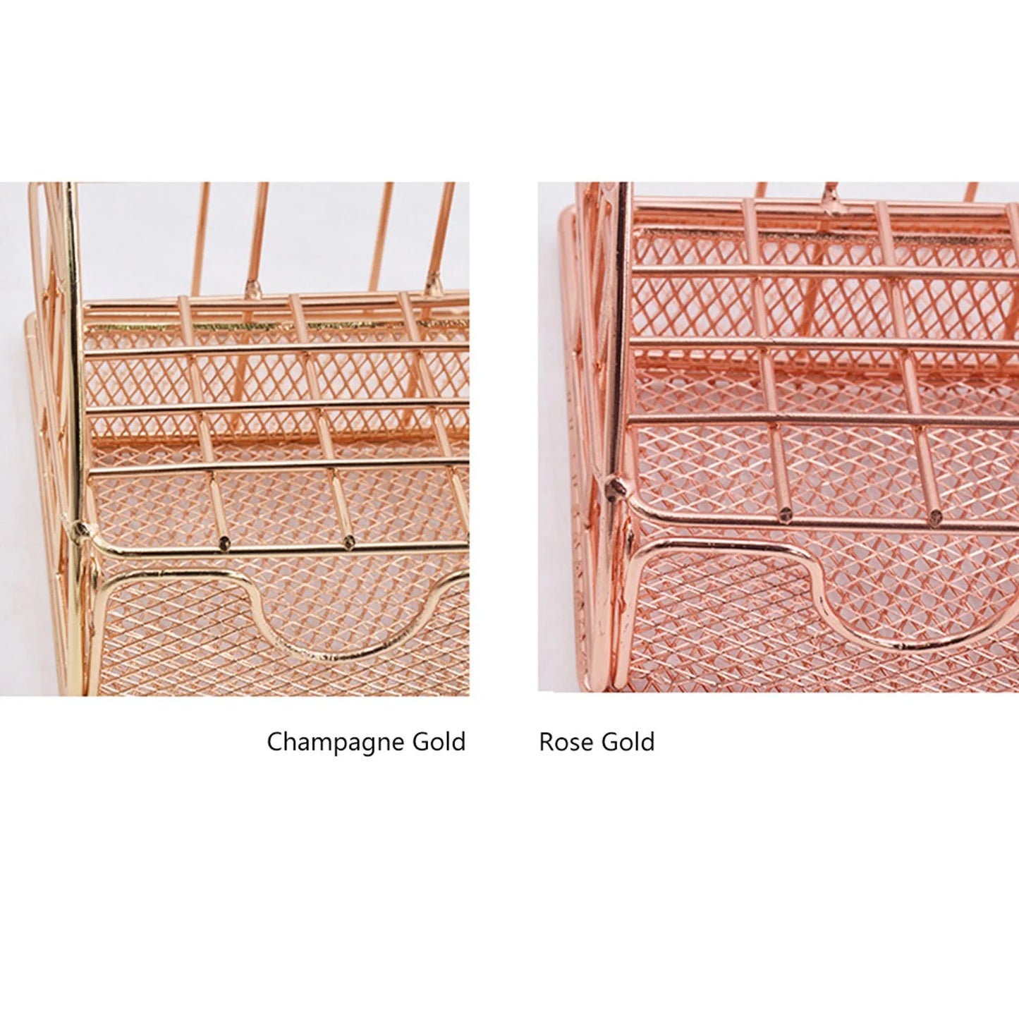 Rose Gold Mesh Desk Organizer