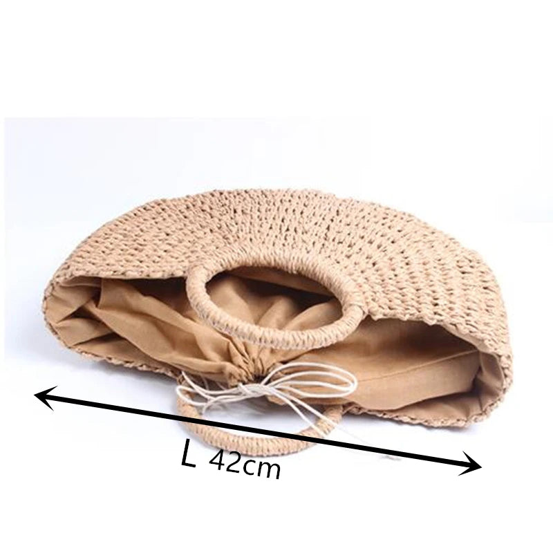 Bohemian Woven Straw Tote Crossbody Bag