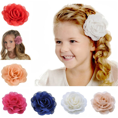 20 Color Girls Chiffon Flower Hair Clips