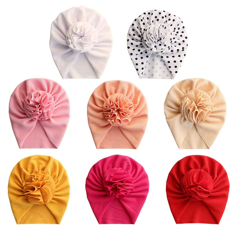 Cute Flower Baby Girl Hat Solid Color Newborn Infant Cap