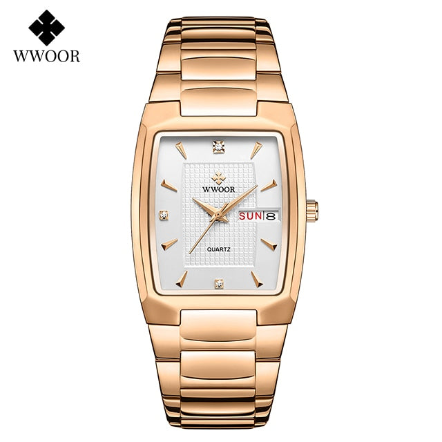 WWOOR 2023 New Square Watch Men with Automatic Week Date