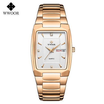 WWOOR 2023 New Square Watch Men with Automatic Week Date