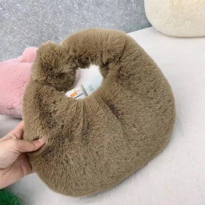 Luxury Faux Fur Half Moon Wrist Bag