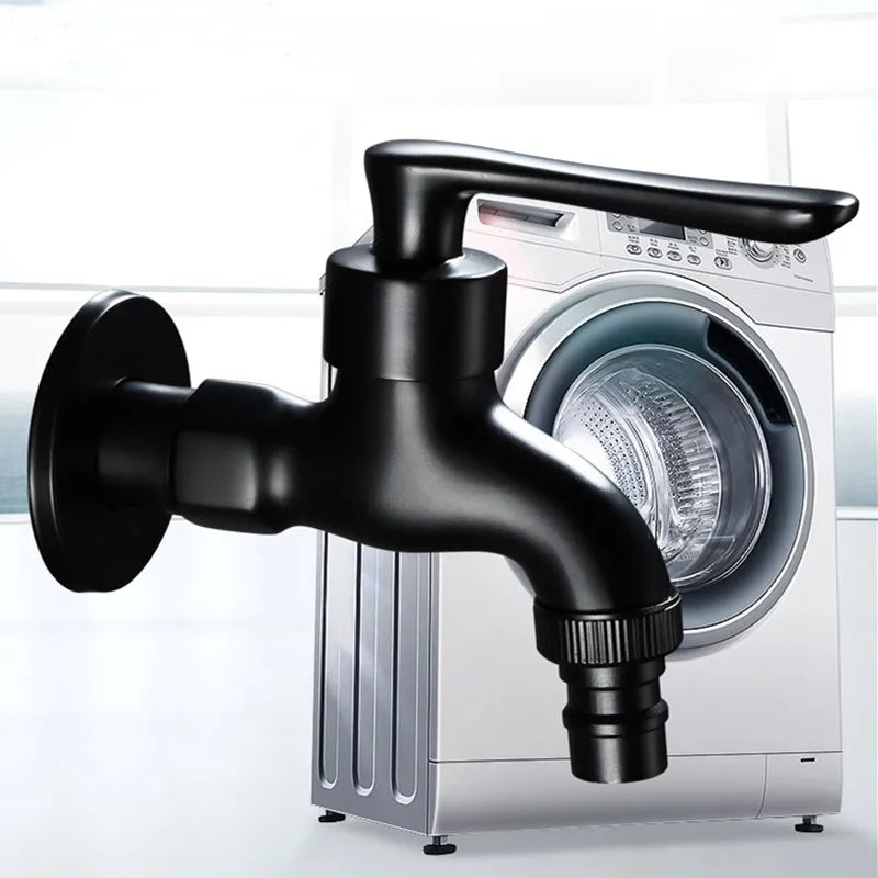Black Wall Mounted Washing Machine Tap