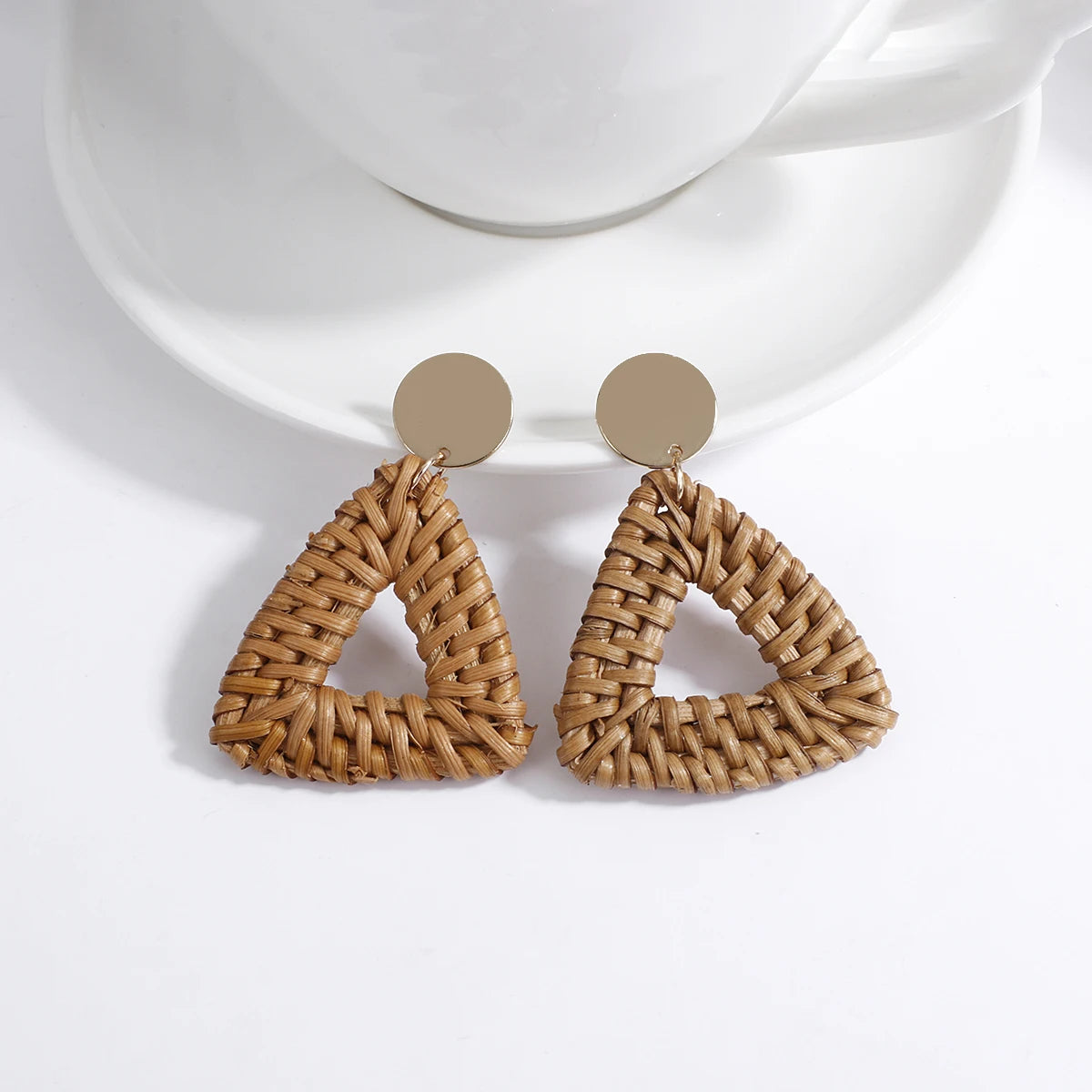 AENSOA Boho Handmade Geometric Wooden Drop Earrings