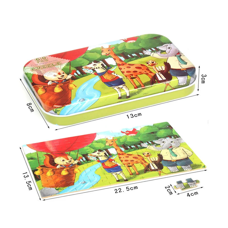 Wooden Cartoon Puzzle Set