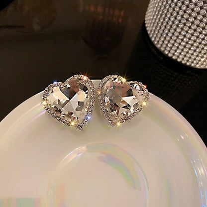 Women’s Heart Crystal Clip-On Earrings