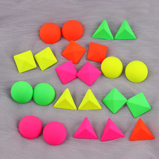 Geometry Neon Round Square Acrylic Earrings