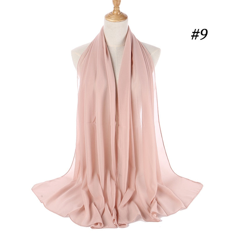 Plain Color Chiffon Scarf Headband Female