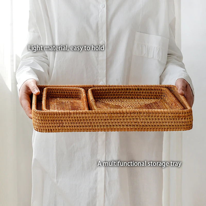 Handwoven Rattan Storage Tray