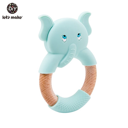 1Pc Silicone And Wooden Baby Teether