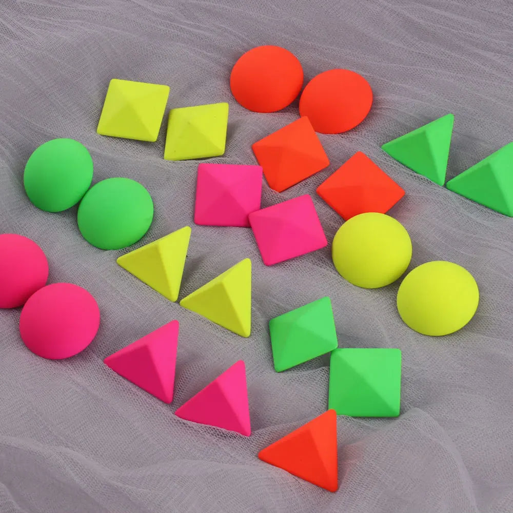 Geometry Neon Round Square Acrylic Earrings