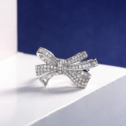 925 Sterling Silver Moissanite Bowknot Ring