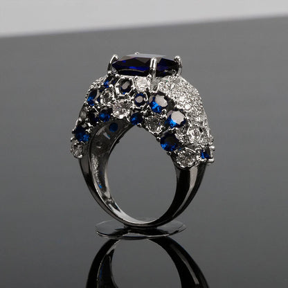 Cellacity Classic Silver 925 Ring Oval Blue Sapphire