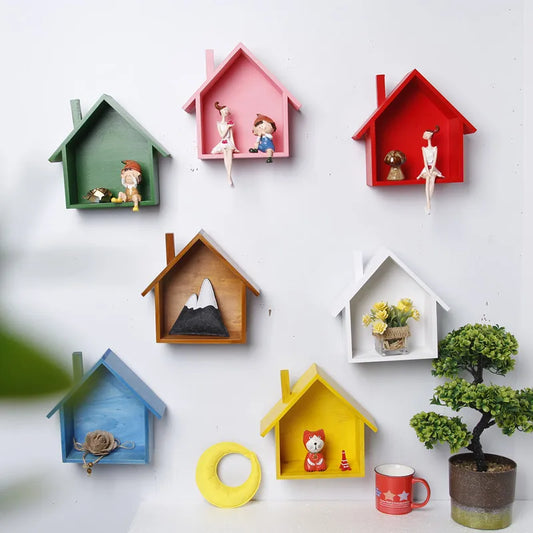 Wooden House Wall Shelf