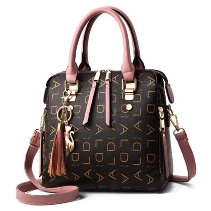 Large PU Leather Monogram Tote Handbag