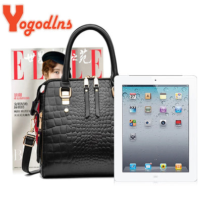 Crocodile Embossed PU Leather Tote Bag
