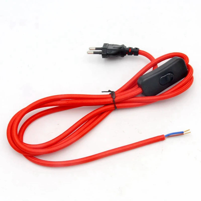 Fabric Covered EU Power Cord with Switch