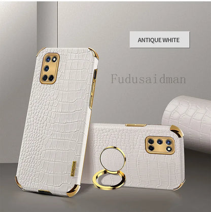 Crocodile Texture Ring Stand Phone Case