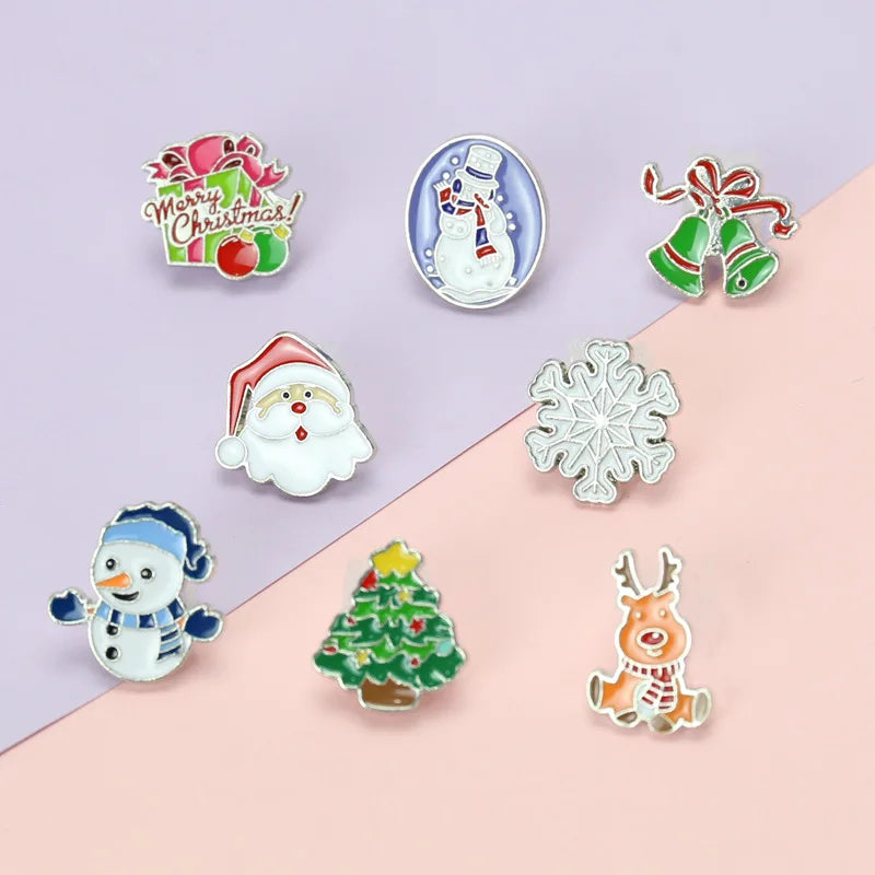 Cartoon Christmas Gift Pin Tree Santa Claus