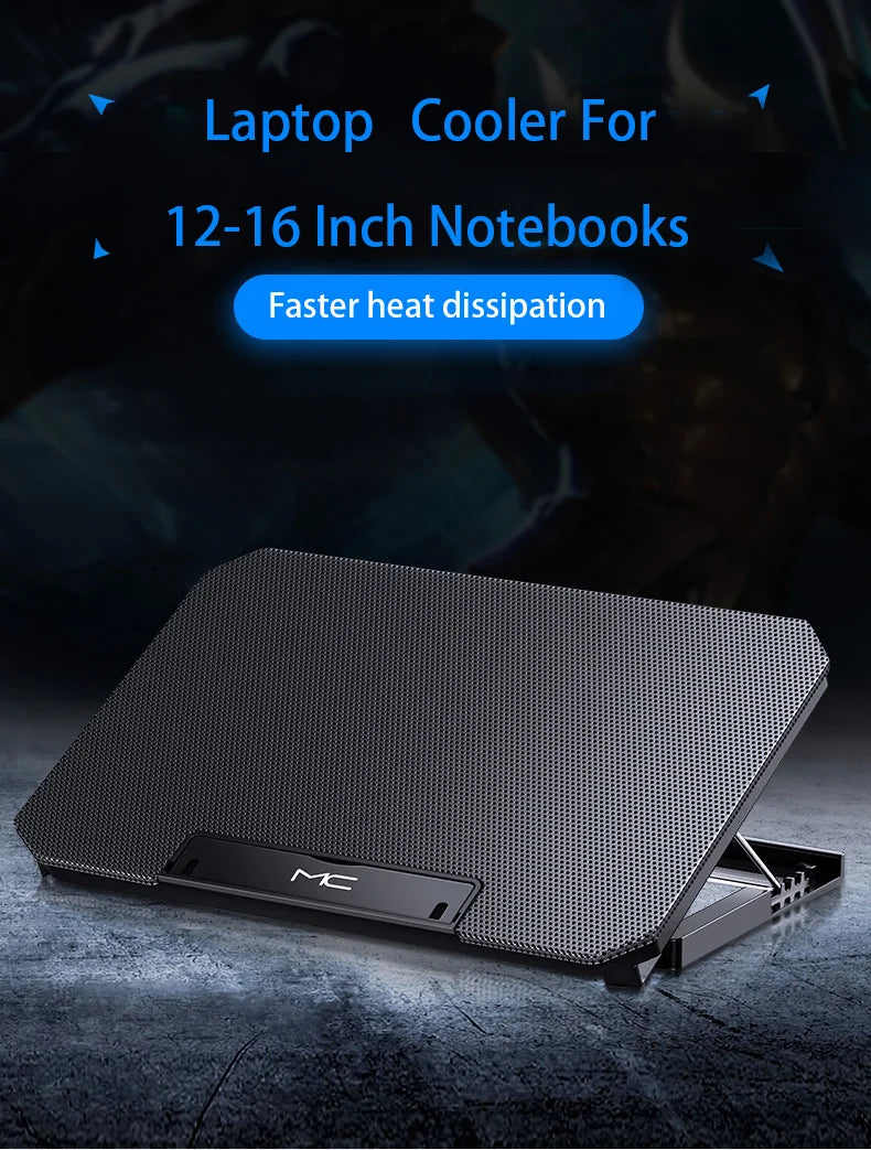 Adjustable Dual-Fan Laptop Cooler Stand with 2 USB Ports