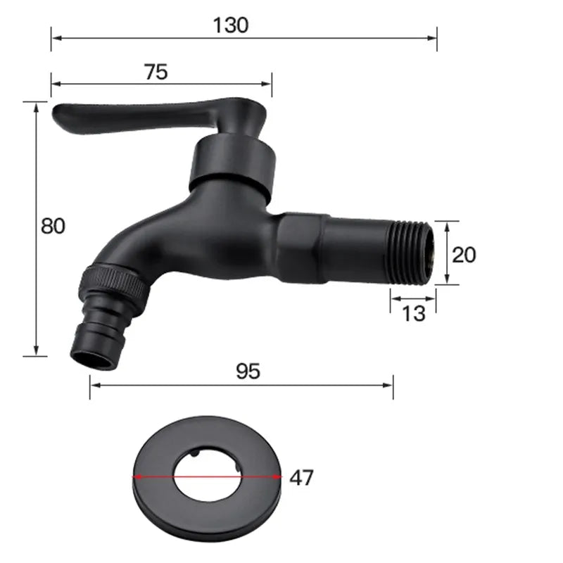 Black Wall Mounted Washing Machine Tap