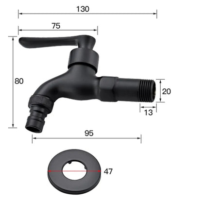 Black Wall Mounted Washing Machine Tap
