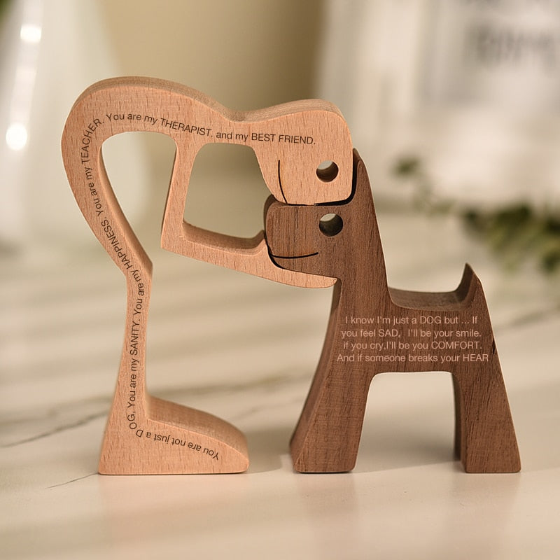 Family Puppy Wood Dog Craft  Table Ornament